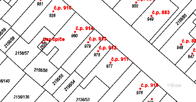 Choceň 912 na parcele st. 978 v KÚ Choceň, Katastrální mapa