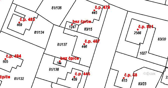 Lobeček 487, Kralupy nad Vltavou na parcele st. 446 v KÚ Lobeček, Katastrální mapa