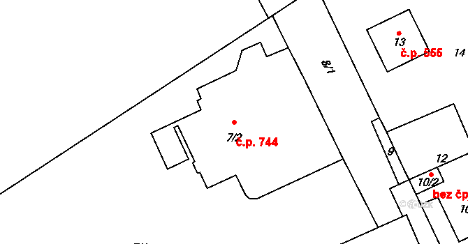 Libčice nad Vltavou 744 na parcele st. 7/2 v KÚ Chýnov, Katastrální mapa