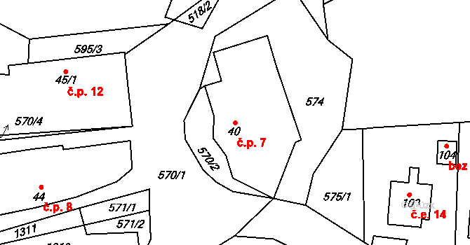 Leština 7, Slapsko na parcele st. 40 v KÚ Slapsko, Katastrální mapa