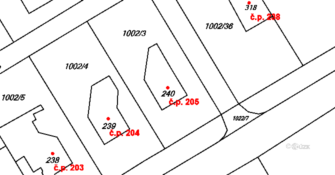Velká Ves 205, Broumov na parcele st. 240 v KÚ Velká Ves u Broumova, Katastrální mapa