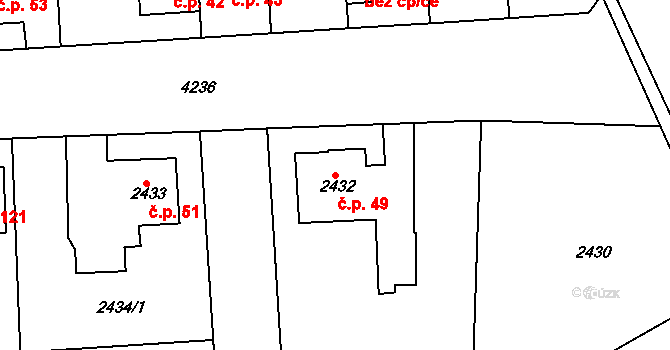 Cihelny 49, Jaroměř na parcele st. 2432 v KÚ Jaroměř, Katastrální mapa