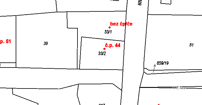 Kociánov 44, Loučná nad Desnou na parcele st. 33/2 v KÚ Kociánov, Katastrální mapa