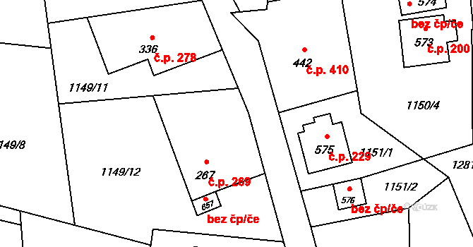 Mořkov 269 na parcele st. 267 v KÚ Mořkov, Katastrální mapa