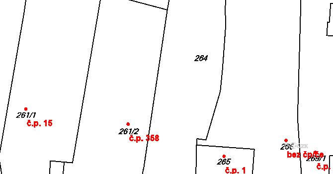 Zruč 25, Zruč-Senec na parcele st. 264 v KÚ Zruč, Katastrální mapa
