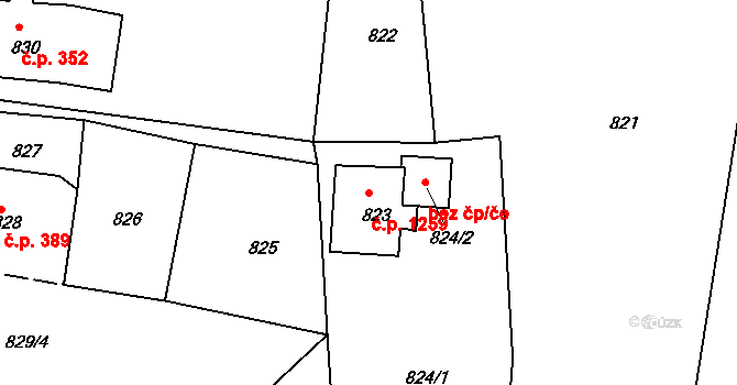 Vejprty 1259 na parcele st. 823 v KÚ Vejprty, Katastrální mapa