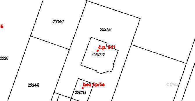 Klimkovice 911 na parcele st. 2537/12 v KÚ Klimkovice, Katastrální mapa
