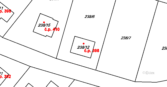 Petrov nad Desnou 398 na parcele st. 238/12 v KÚ Petrov nad Desnou, Katastrální mapa