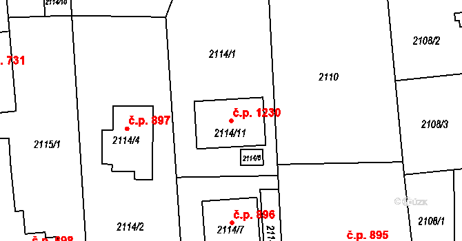 Bludovice 1230, Havířov na parcele st. 2114/11 v KÚ Bludovice, Katastrální mapa