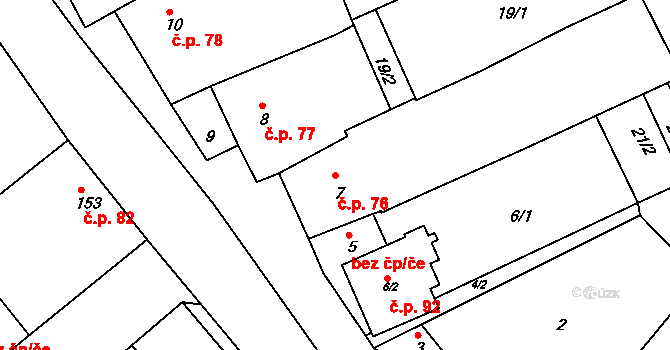 Smolín 76, Pohořelice na parcele st. 7 v KÚ Smolín, Katastrální mapa