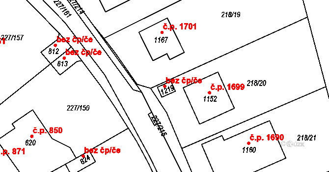 Kladno 101006144 na parcele st. 1219 v KÚ Hnidousy, Katastrální mapa