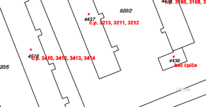 Kroměříž 3211,3212,3213 na parcele st. 4437 v KÚ Kroměříž, Katastrální mapa