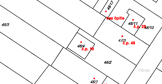 Grymov 19 na parcele st. 46/4 v KÚ Grymov, Katastrální mapa