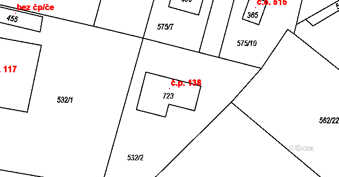 Skalsko 138, Pohoří na parcele st. 723 v KÚ Pohoří u Prahy, Katastrální mapa