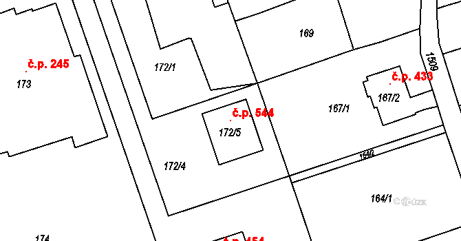 Záblatí 544, Bohumín na parcele st. 172/5 v KÚ Záblatí u Bohumína, Katastrální mapa