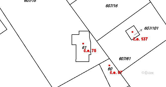Teletín 75, Krňany na parcele st. 61 v KÚ Teletín, Katastrální mapa