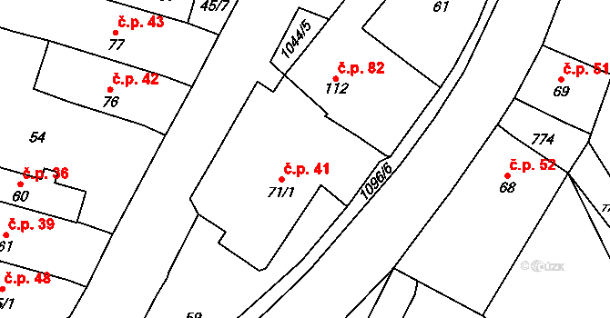 Bořislav 41 na parcele st. 71/1 v KÚ Bořislav, Katastrální mapa