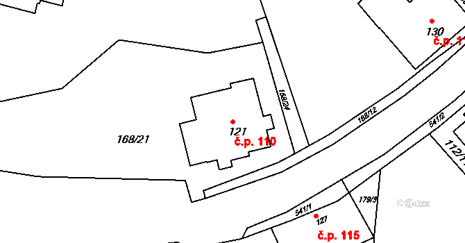 Horní Malá Úpa 110, Malá Úpa na parcele st. 121 v KÚ Horní Malá Úpa, Katastrální mapa