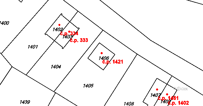 Děčín VI-Letná 1421, Děčín na parcele st. 1406 v KÚ Podmokly, Katastrální mapa