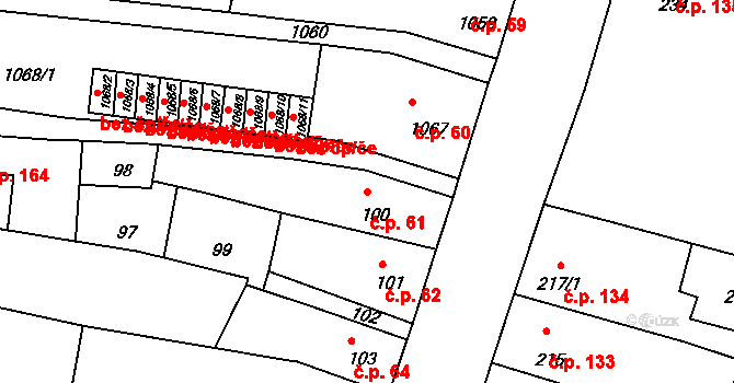 Mimoň III 61, Mimoň na parcele st. 100 v KÚ Mimoň, Katastrální mapa