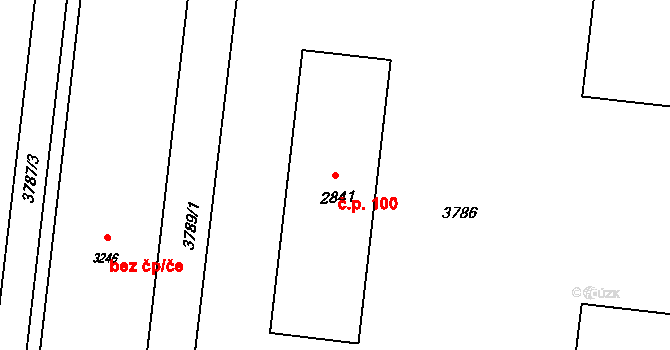 Rožnov pod Radhoštěm 100 na parcele st. 2841 v KÚ Rožnov pod Radhoštěm, Katastrální mapa