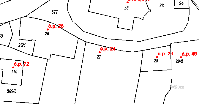 Bubovice 24, Volenice na parcele st. 27 v KÚ Bubovice u Březnice, Katastrální mapa