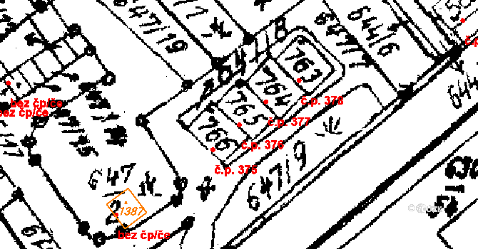 Červená Voda 376 na parcele st. 765 v KÚ Červená Voda, Katastrální mapa