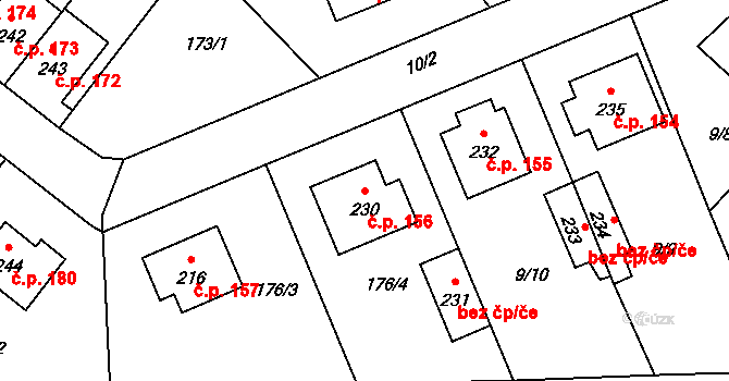 Cerekvice nad Loučnou 156 na parcele st. 230 v KÚ Cerekvice nad Loučnou, Katastrální mapa