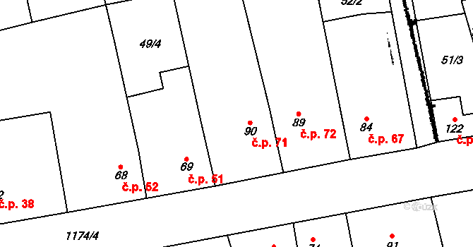 Skupice 71, Postoloprty na parcele st. 90 v KÚ Skupice u Postoloprt, Katastrální mapa