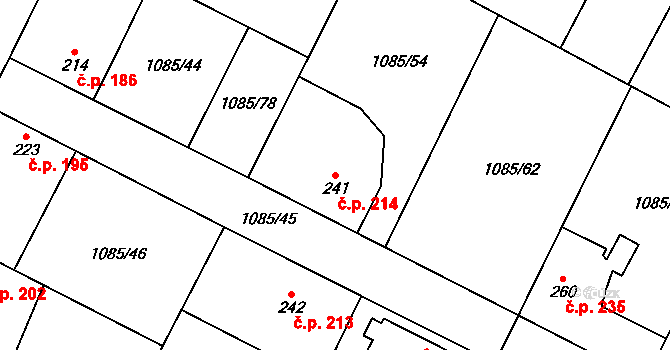 Čečelice 214 na parcele st. 241 v KÚ Čečelice, Katastrální mapa