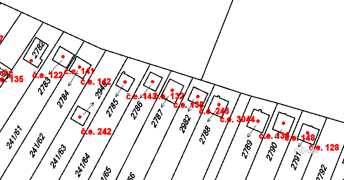 Sezimovo Ústí 138 na parcele st. 2787 v KÚ Sezimovo Ústí, Katastrální mapa
