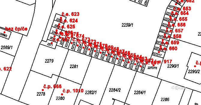 Kuřim 668 na parcele st. 2272/8 v KÚ Kuřim, Katastrální mapa