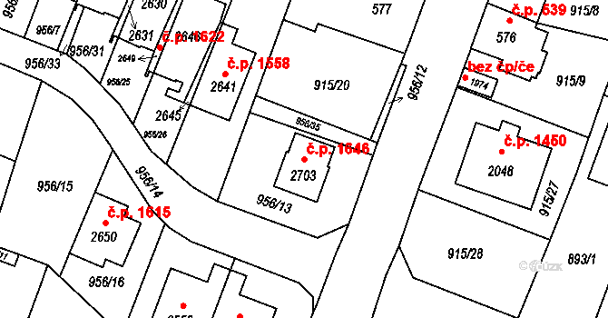 Kateřinky 1646, Opava na parcele st. 2703 v KÚ Kateřinky u Opavy, Katastrální mapa