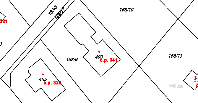 Sedlec 341, Sedlec-Prčice na parcele st. 493 v KÚ Sedlec u Votic, Katastrální mapa