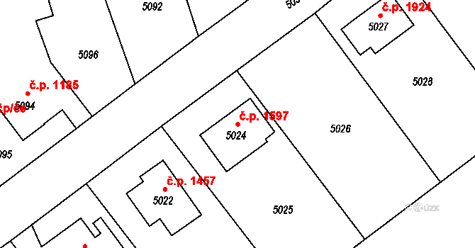 Slezská Ostrava 1597, Ostrava na parcele st. 5024 v KÚ Slezská Ostrava, Katastrální mapa