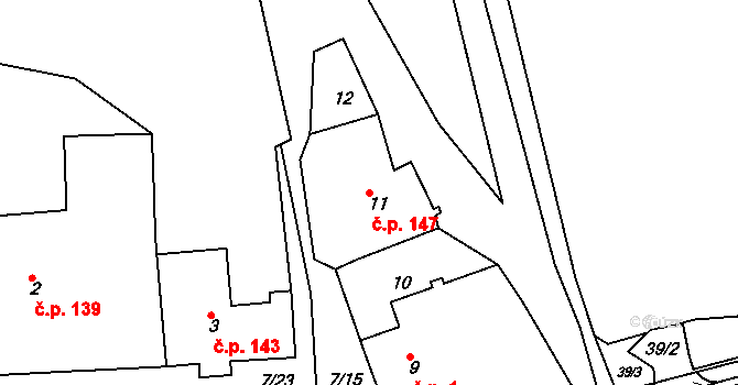 Zádveřice 147, Zádveřice-Raková na parcele st. 11 v KÚ Zádveřice, Katastrální mapa