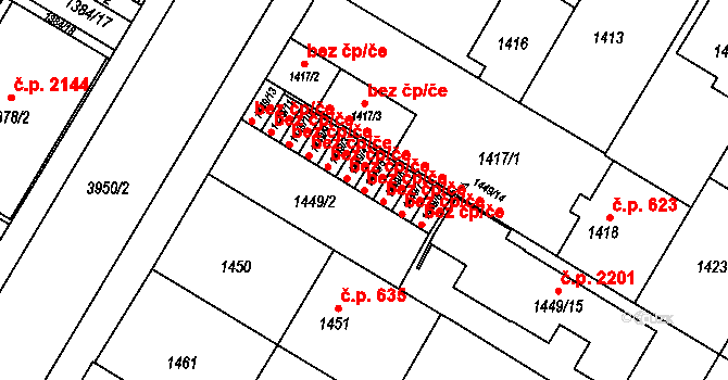 České Budějovice 40494144 na parcele st. 1449/5 v KÚ České Budějovice 7, Katastrální mapa