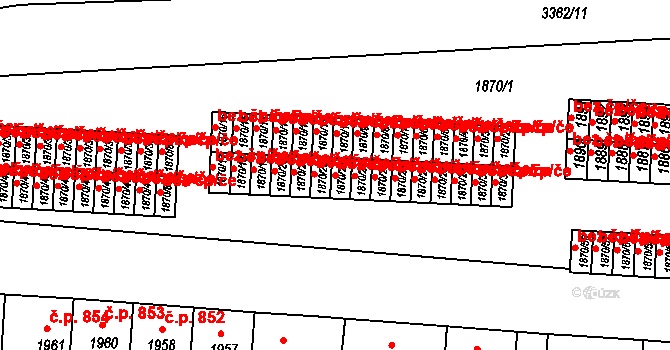 České Budějovice 40517144 na parcele st. 1870/23 v KÚ České Budějovice 6, Katastrální mapa