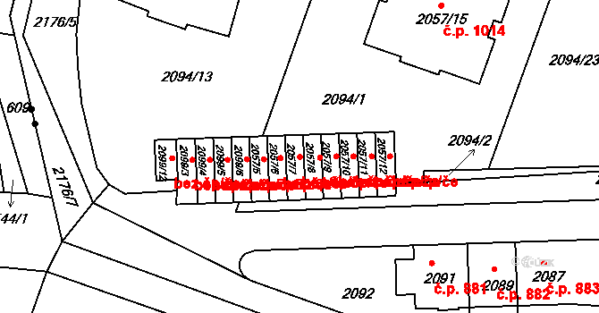 Praha 41420144 na parcele st. 2057/7 v KÚ Střešovice, Katastrální mapa