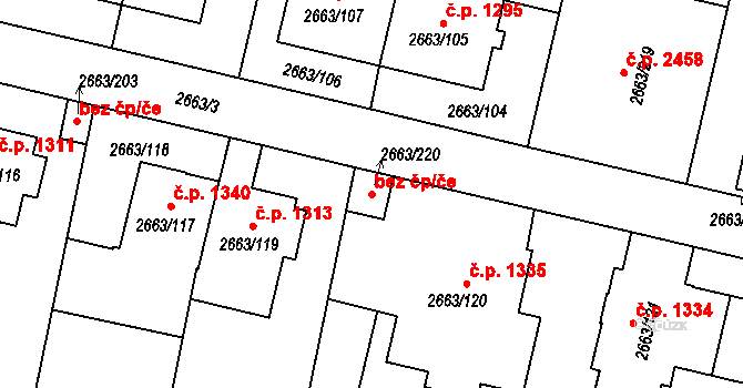 Opava 42166144 na parcele st. 2663/220 v KÚ Opava-Předměstí, Katastrální mapa