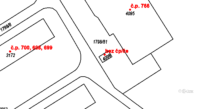 Chrudim 43717144 na parcele st. 4098 v KÚ Chrudim, Katastrální mapa