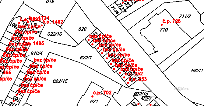 Děčín 47096144 na parcele st. 626 v KÚ Děčín, Katastrální mapa