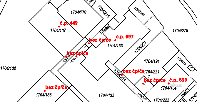Klášterec nad Ohří 49897144 na parcele st. 1704/136 v KÚ Miřetice u Klášterce nad Ohří, Katastrální mapa