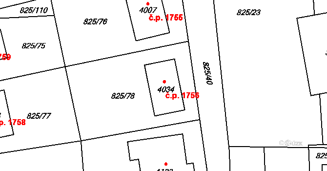 Humpolec 1756 na parcele st. 4034 v KÚ Humpolec, Katastrální mapa