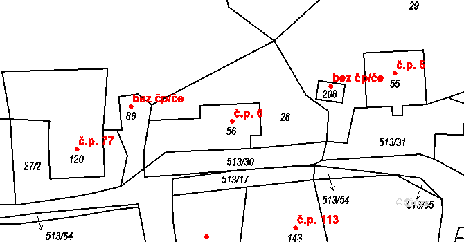 Bohutín 6 na parcele st. 56 v KÚ Bohutín nad Moravou, Katastrální mapa