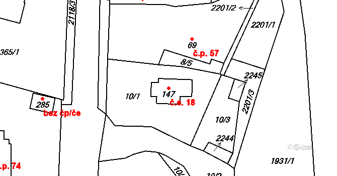 Žichlice 18, Hromnice na parcele st. 147 v KÚ Žichlice u Hromnic, Katastrální mapa