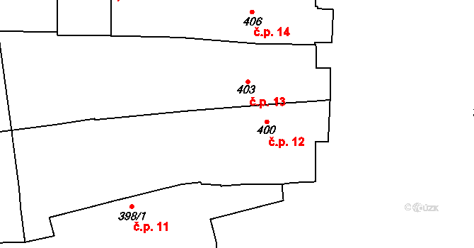 Mašovice 12, Meclov na parcele st. 400 v KÚ Mašovice u Meclova, Katastrální mapa