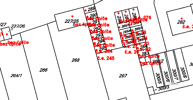 Velké Opatovice 245 na parcele st. 295 v KÚ Velké Opatovice, Katastrální mapa