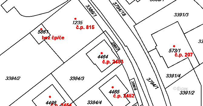 Rakovník II 2453, Rakovník na parcele st. 4464 v KÚ Rakovník, Katastrální mapa