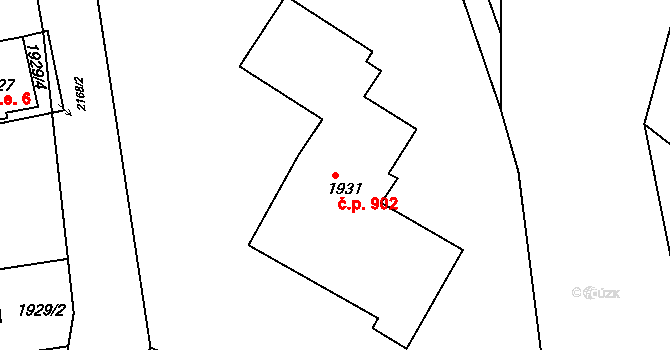 Vejprty 902 na parcele st. 1931 v KÚ Vejprty, Katastrální mapa